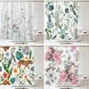 Watercolour Flowersleaves Shower Curtain Morden Art Floral Waterproof Fabric Bathroom Curtains Room Decor Curtain With Hooks