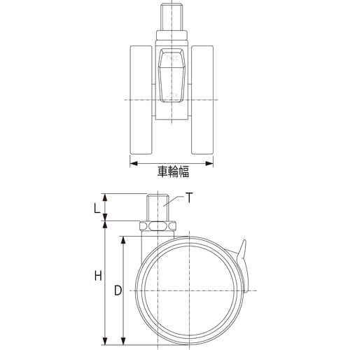 TRUSCO Screw-in Twin Wheel Caster Elastomer Wheel with Swivel Stopper 60 M10 TDES60-M10