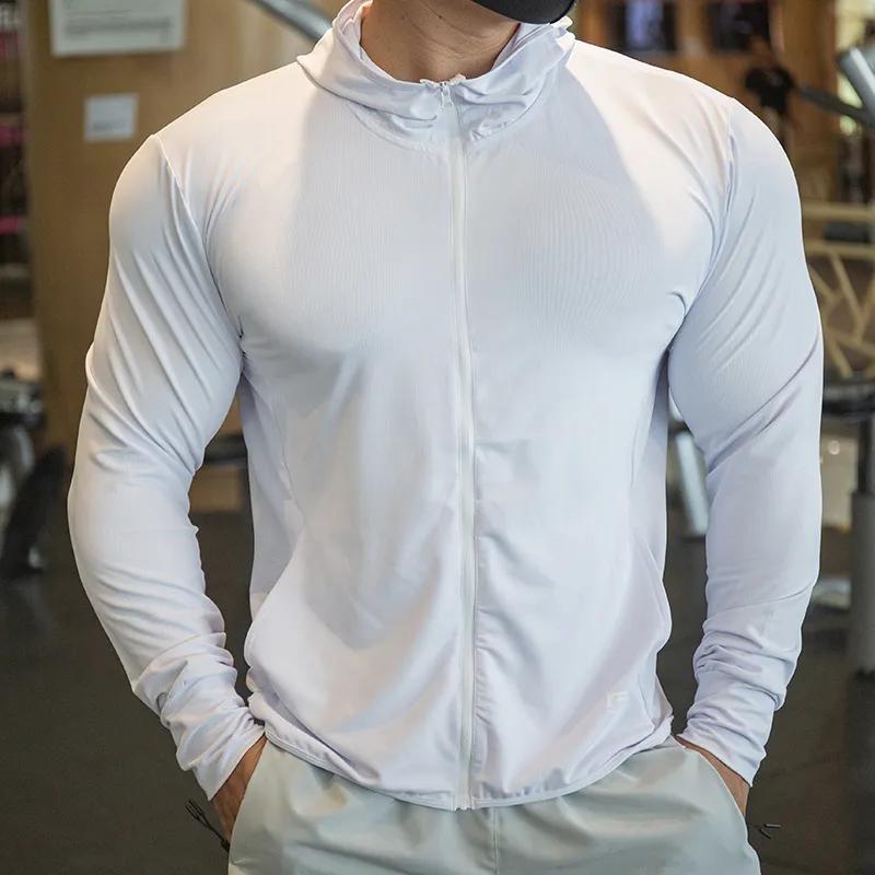 Men's Thin Quick-drying Long-sleeved Fitness Sports Sun Shirt Solid Color Simple Hooded Jacket