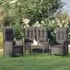 Day and Night - Day and Night 3-piece Garden Dining Set with Black Synthetic Rattan Cushions