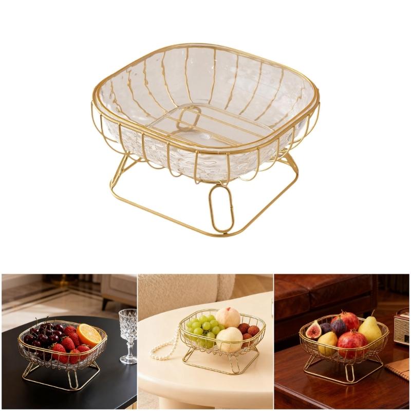 Spacious 24cm Wide Snacks and Fruit Serving Bowl for Coffee Table Solid Iron and PET Materials Fruit Display Plate
