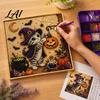 Décoration d'automne pour la maison Halloween Chat Perle Art Peinture Kit Créatif 3D Perles Thème Clair de Lune Artisanat Jolie Sorcière Gemme Murale pour Adultes Amateurs de Loisirs Créatifs