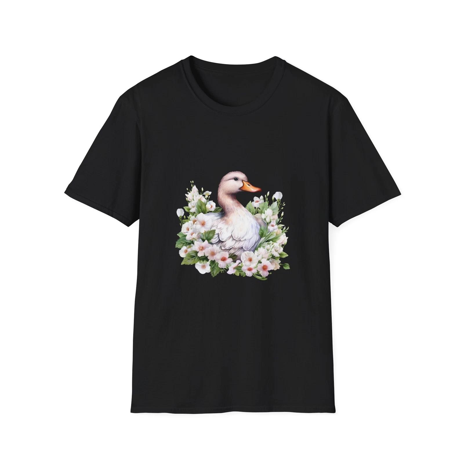 Duck Floral Spring T-Shirt, Nature Lover Shirt, Garden Flower Tee, Botanical S