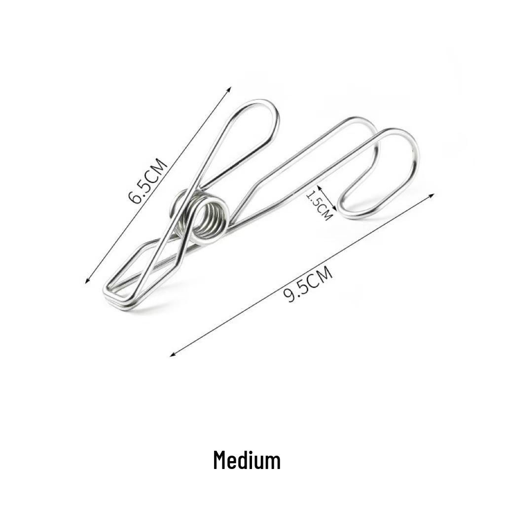 Stainless Steel Hanging Clips with Hooks for Windproof Clothes Drying and Bathroom Organization