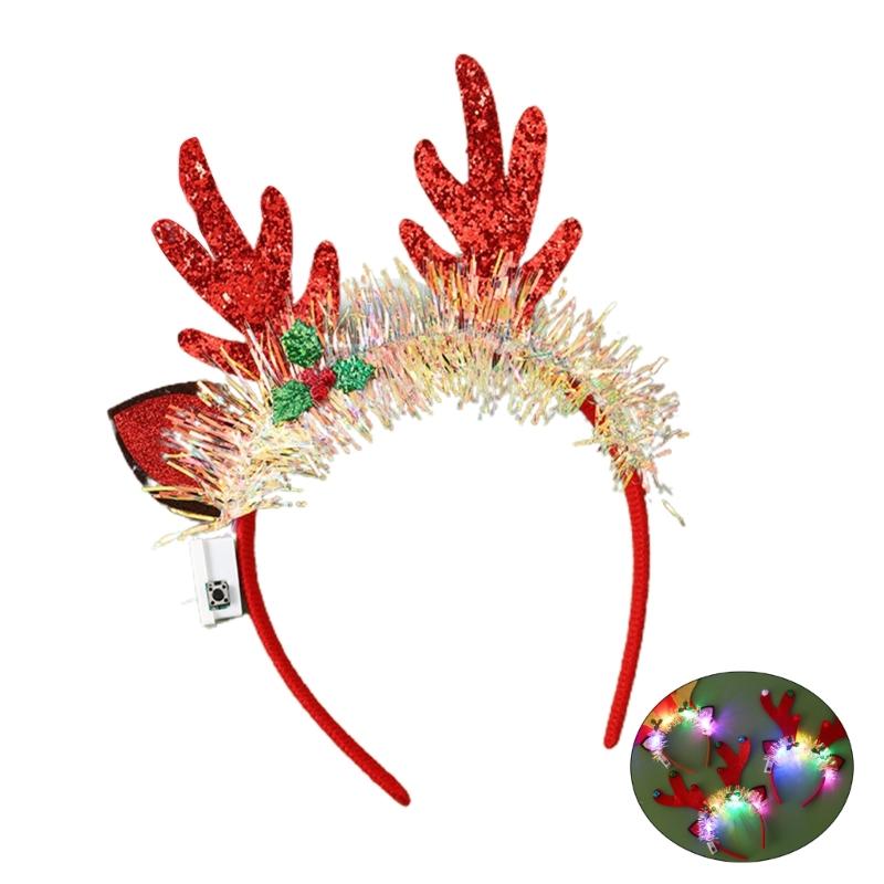 Christmas Glowing Tinsel Headband Festival Hair Hoop Party Performances Headpiece Halloween Party Costume Prop Unisex