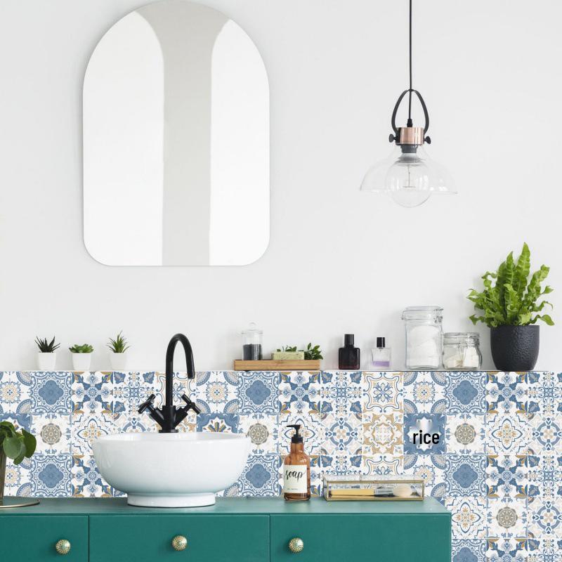 24 European Mandala Flower Tile Stickers: Waterproof, Self-Adhesive PVC for Kitchen & Bathroom Walls