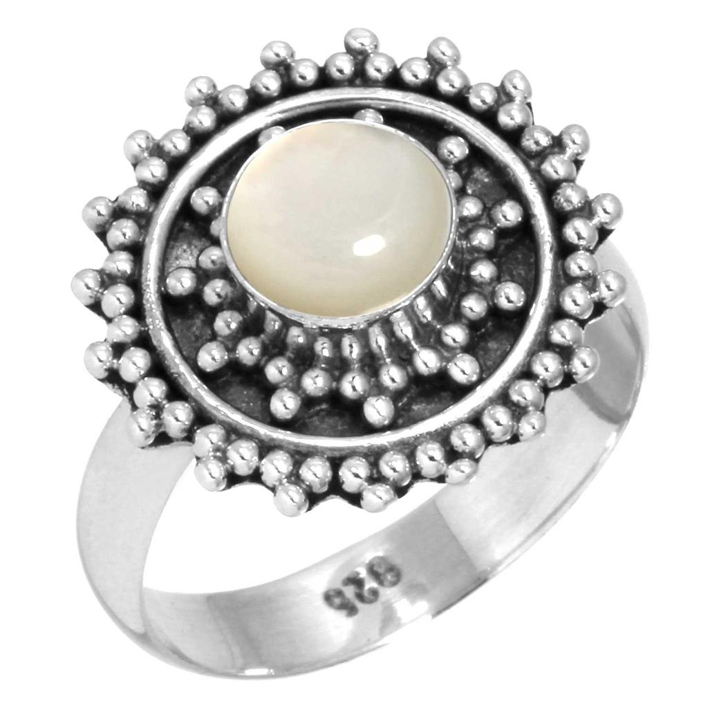 925 Sterling Silver Ring Women Gemstone Handmade Jewelry Anniversary Gift Blue Green Purple Copper Turquoise Pearl Lapis Mother Of Pearl Boho
