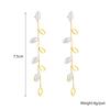 Fashion Minimalist Pearl Willow Leaf Hollow Long Drop Earrings, Light Luxury Elegant Earrings