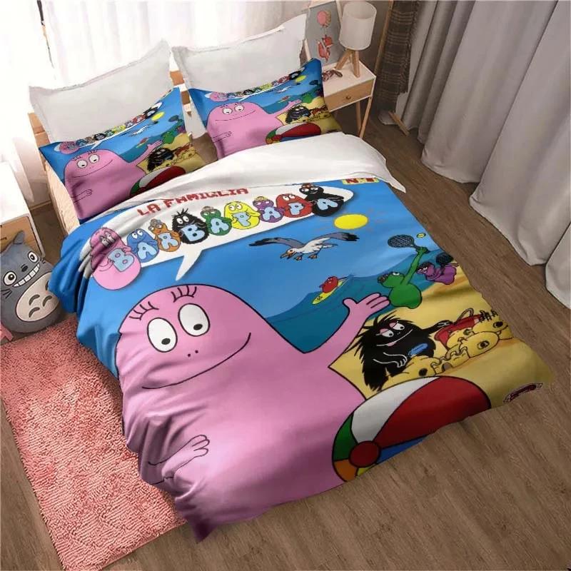 Les Barbapapa Family Cartoon 3 Piece Bedding Set Twin Duvet Cover Set All Season Quilt Cover  Bedding Set Twin Single Boys