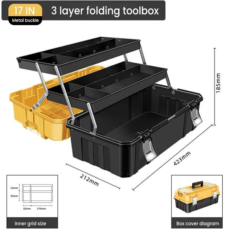 AIRAJ Hardware Toolbox Set Plastic Thick Combination Suitcase, Electrician Carpenter Electric Drill Storage Box, Au
