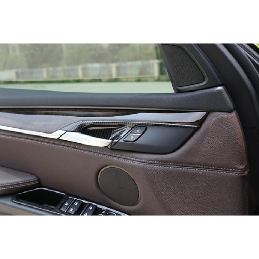 Inner Door Security Lock Cover Decor For BMW X5 X6 F15 2014-18 ABS Carbon Fiber