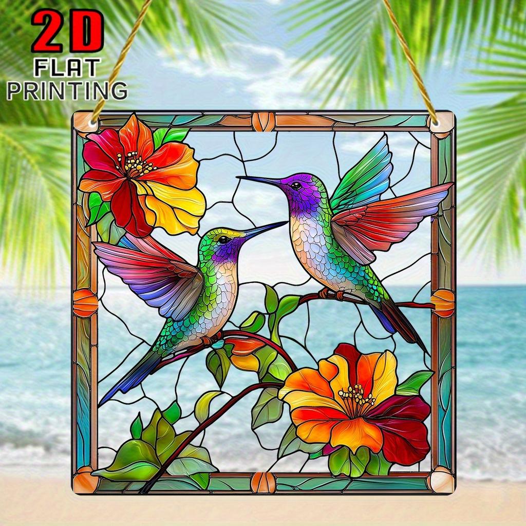 2D Flat Acrylic Featuring A Canary and Floral Decoration , Use No Batteries/Electricity Needed, Unique Indoor/Outdoor Decoration , Multipurpose