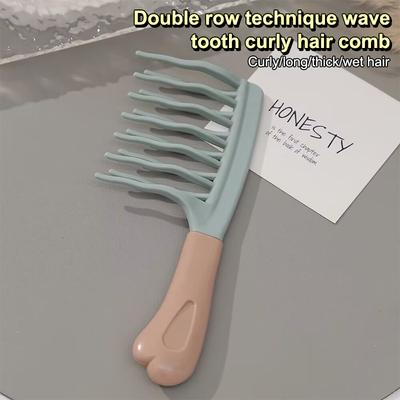 1 Pcs Double Rows Of Wide Tooth Comb Long Perm Hair Curly Hair Fluffy Styling Tool Special Hair Comb Anti-Static Hairbrush