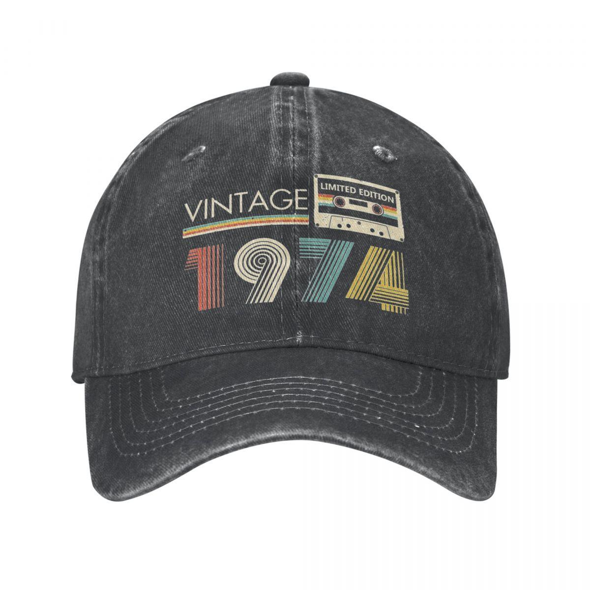 

Vintage Vintage 1974 Cassette 50th Bithday Gift Baseball Cap for Unisex Women Trucker Hat 50 Year Old Present Adjustable Fit One Size