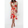 Printed Waist Dress Women's Clothing Summer Fashion Style Fashion Temperament Printed Short Sleeve V Neck Dress