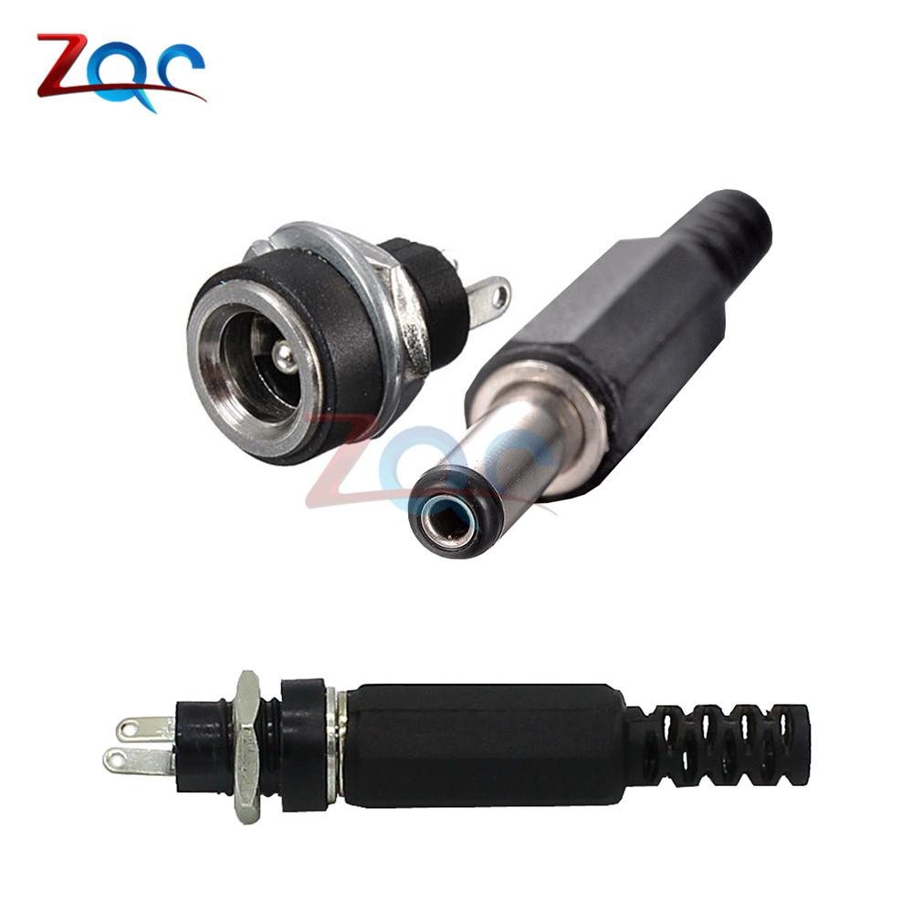 10PCS DC Power Connector Pin 2.1x5.5mm Female Plug Jack + Male Plug Jack Socket Adapter