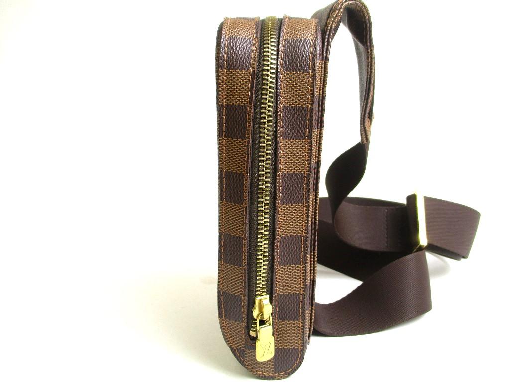 Authentische LOUIS VUITTON Damier Brown Leder Taille Packs Gürteltasche Geronimos #a528 Generalüberholt