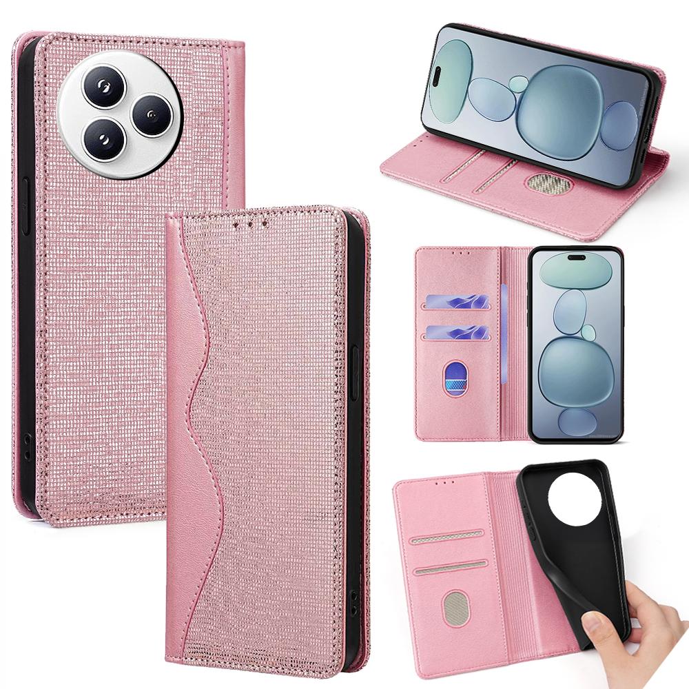 

For Xiaomi Civi 5 Pro 5G Case Wave Shape RFID Blocking PU Leather Wallet Stand Phone Cover Rose Gold