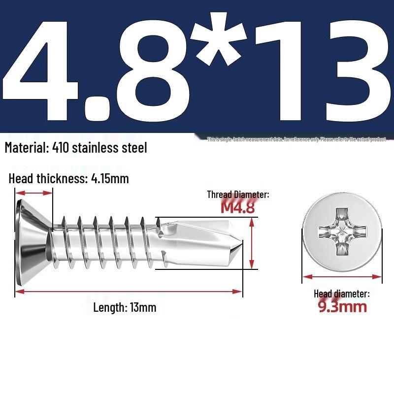 410 Stainless Steel Self-Drilling Flat Head Cross Countersunk Swallowtail Screws