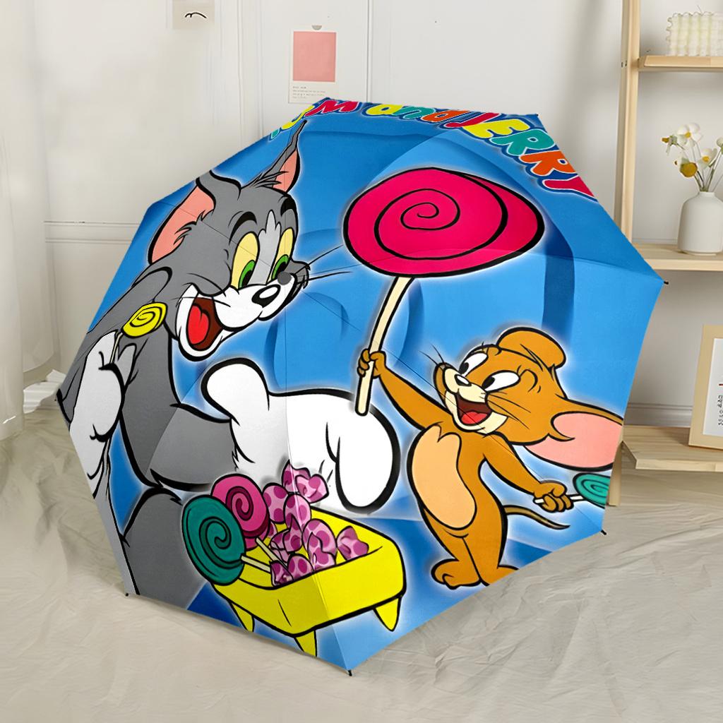 Tom And Jerry Sweet Outdoor Automatic Umbrella Compact 8-Rib Design Compact Design for Women/Men Fashion Lovers Wedding Party Gift