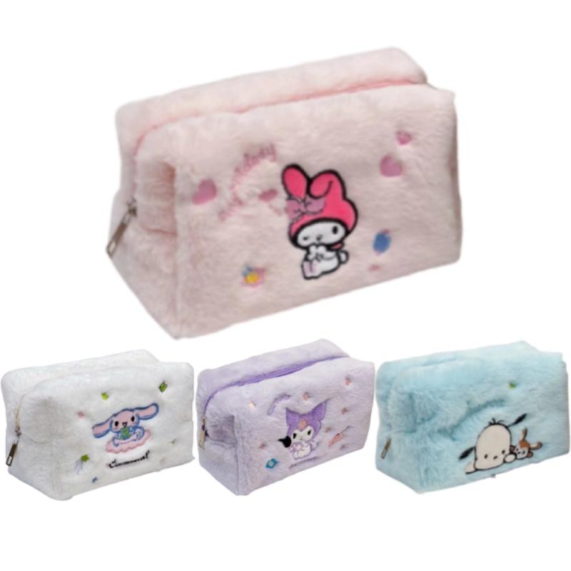 Cute Ins-style Cartoon Embroidered Makeup Bag With Large Capacity For Travel And Desktop Storage