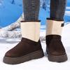 Fashion Fashion Mixed Color Platform Snow Boots Women Faux Suede Thick Plush Ankle Boots Woman Buckle Decor Thick Sole Cotton Shoes
