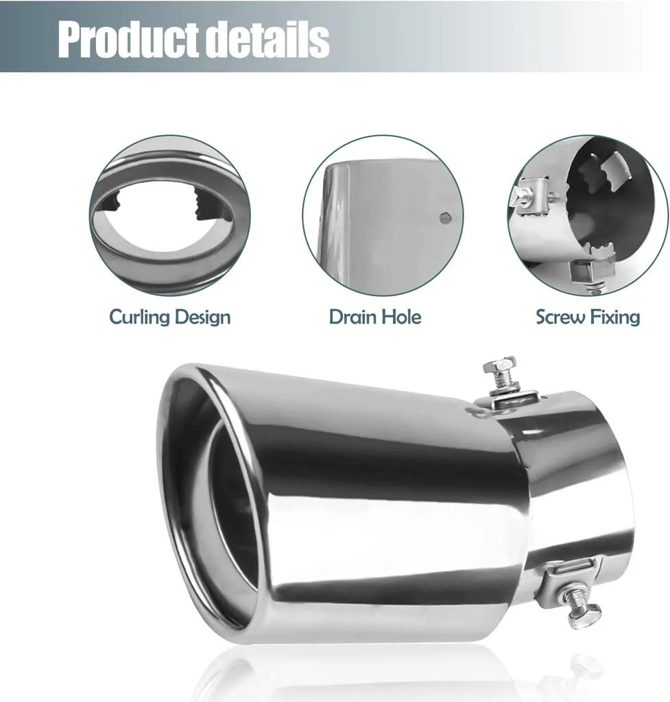 Universal Car Auto Exhaust Muffler Tip Stainless Steel Pipe Chrome Trim Modified Car Rear Tail Throat Liner Accessories