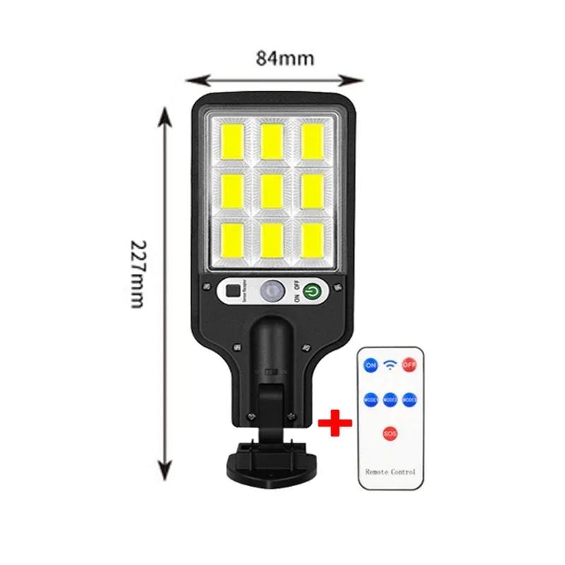 Utendørs solcelle gatelys 2500W solcellelampe med 3 lysmoduser vanntett bevegelsessensor sikkerhetslampe for hage uteplass sti gårdsplass