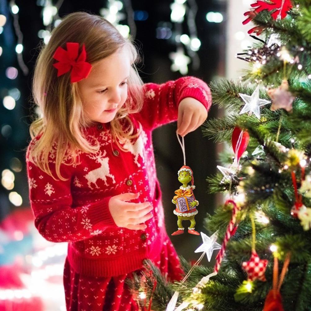 Vánoční Kreslená Filmová Postava Zelená Pryskyřičná Figurka Přívěsek Ozdoba Vánoční Stromek Dekorace