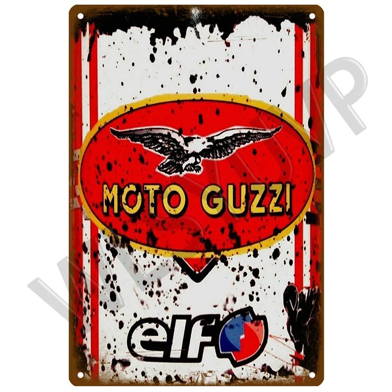 Moto Guzzi Old Man Plaque Metal Vintage Tin Sign Shabby Chic Decor Metal Signs Vintage Bar Decoration Metal Poster Metal Plate