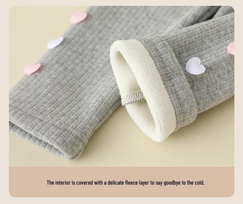 2025 Toddler A-Class Fleece-Lined Winter Sweatpants for Girls (0-3 Years), Open Crotch Leggings