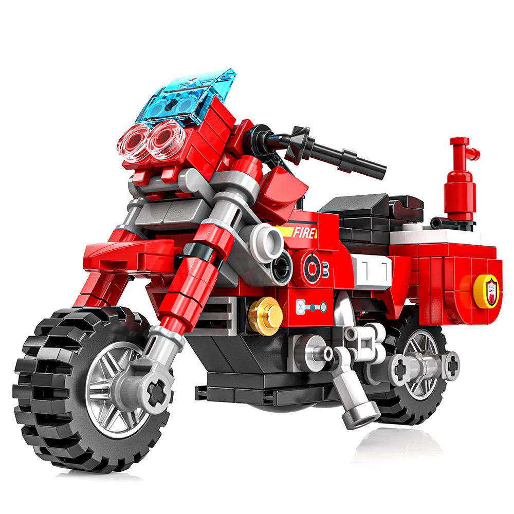 

233PCS Red Motorcycle Blocks Plaything Fire Puzzle Bricks Sets Educational Toys Desktop Ornament Presents