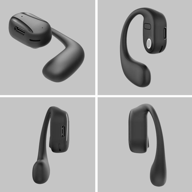 Single Left Ear Bluetooth-compatible Headset 5.2ows Open Bone Conduction Earphones Ear Hook Noise