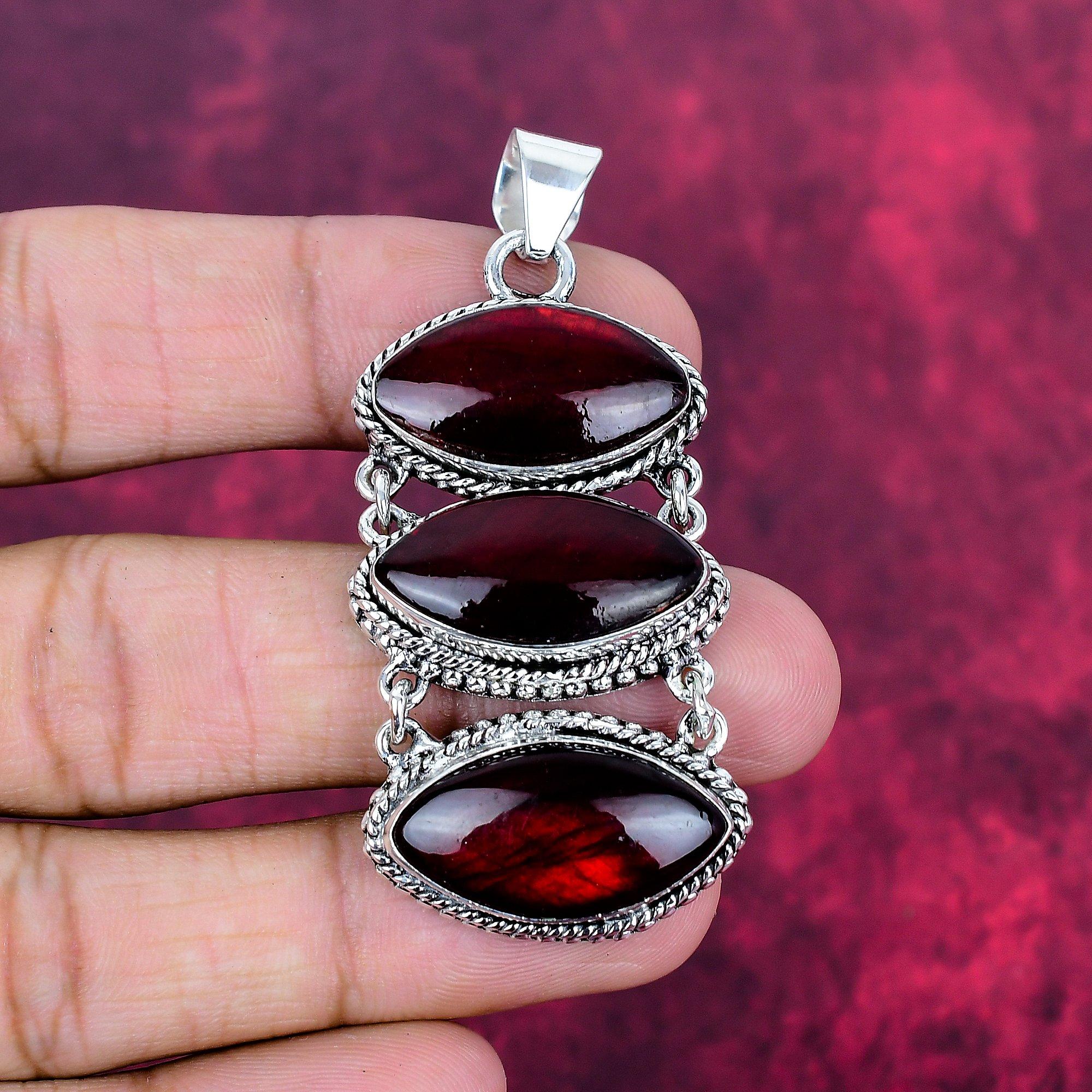 

Подвеска с красным лабрадоритом, ювелирное изделие из стерлингового серебра 925 пробы, подвеска с драгоценным камнем, подарочные украшения ручной работы на свадьбу 2.55 Inches красный