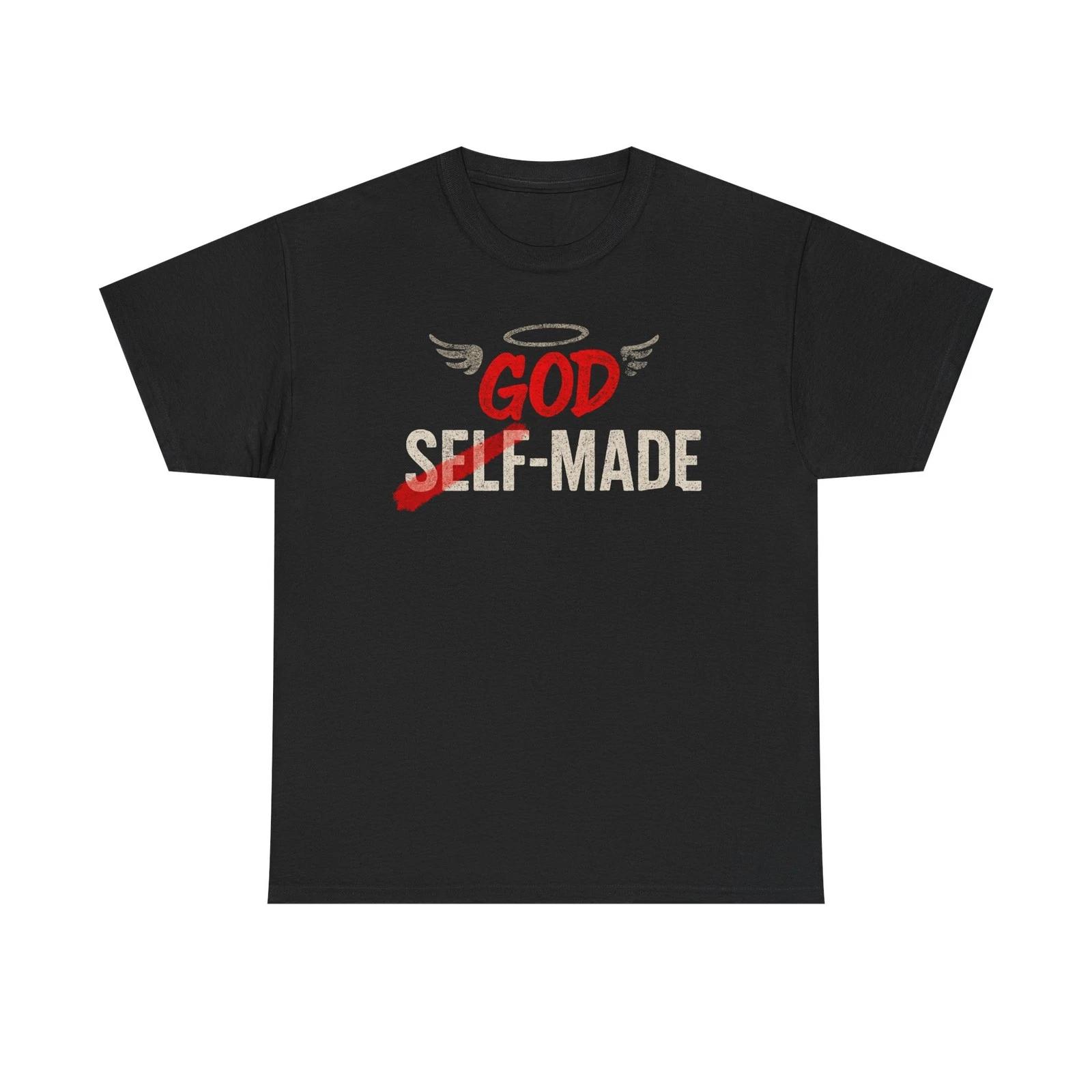 God Self-Made Streetwear Tee, Christian Unisex Heavy Cotton Shirt, Religious M
