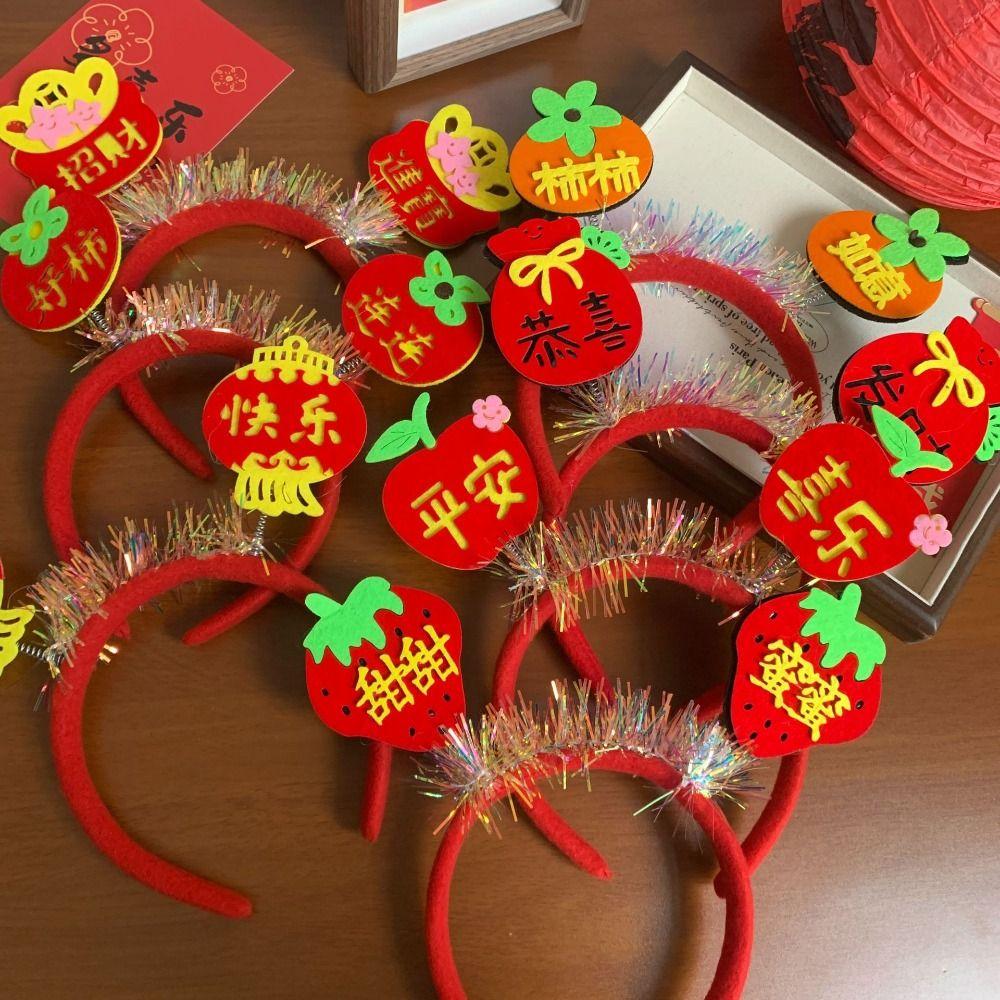 Cartoon Snake Year Headband Red Hairband Festive New Year Headwear  Party Decoration
