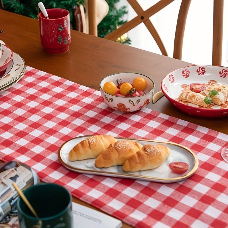 1 Stück Tischläufer im Picknick-Thema mit rot-weiß kariertem Muster, perfekt für Grillpartys im Hinterhof, Outdoor-Partys, Bauernhaus-Dekoration und Picknick P