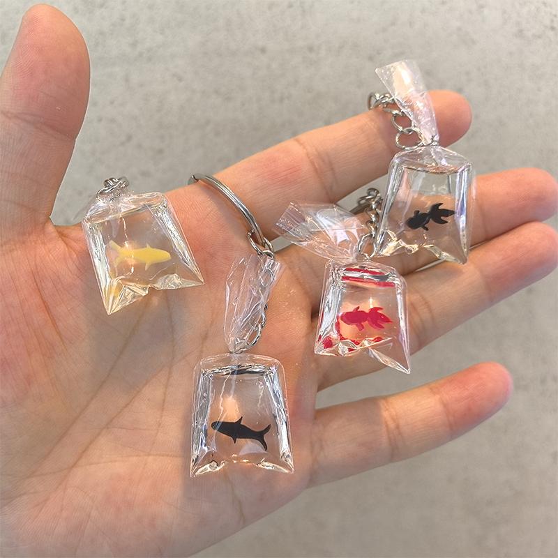 Creative Simulation Goldfish Carp Keychain Personalized Transparent Fish Keychain Pendant Exquisite Backpack Decoration Gifts