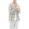 UNIQLO Checkered Stripe Pointed Collar Long Sleeve Shirt Unisex shirts Beige 462388-31