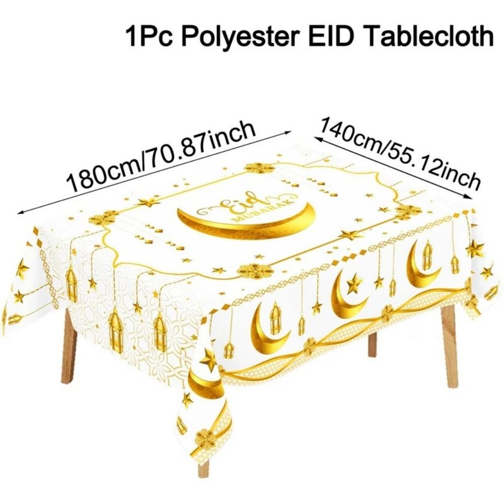 VIKAMA Ramadan Festival Gold Pattern Printed Tablecloth, For Kitchen, Dining Room, And Muslim Holiday Home Decor Tablecloth