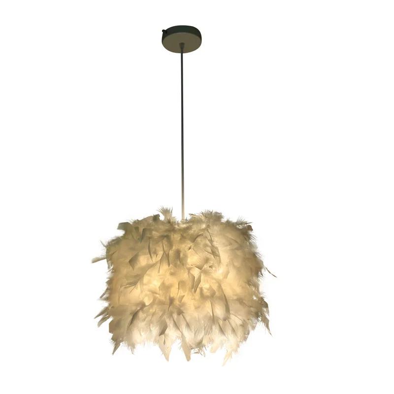Pendant Lights E27 Feather Romantic Pendant Lamp For Living Room Lighting HangLamp Goose Feather Suspension Luminaire ZM1109