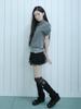 Eogeulliswedou Dot Mesh Tiered Skirt (Black)