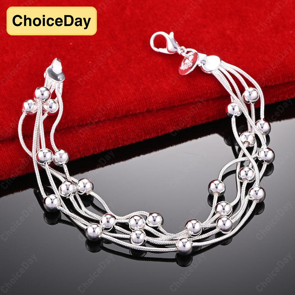 

ChoiceDay 925 Silver 8 Inch 20cm Charm Fashion Beaded Bracelet Women Accessories Party Wedding Gift 20cm8inches