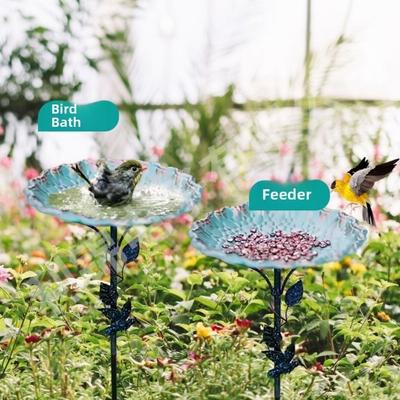 Bird Raising Tool Iron Bird Feeder Ground Plugin Retro Durable Bird Feeding Dish Multi Functional Bird Bath Bird Food Dispenser