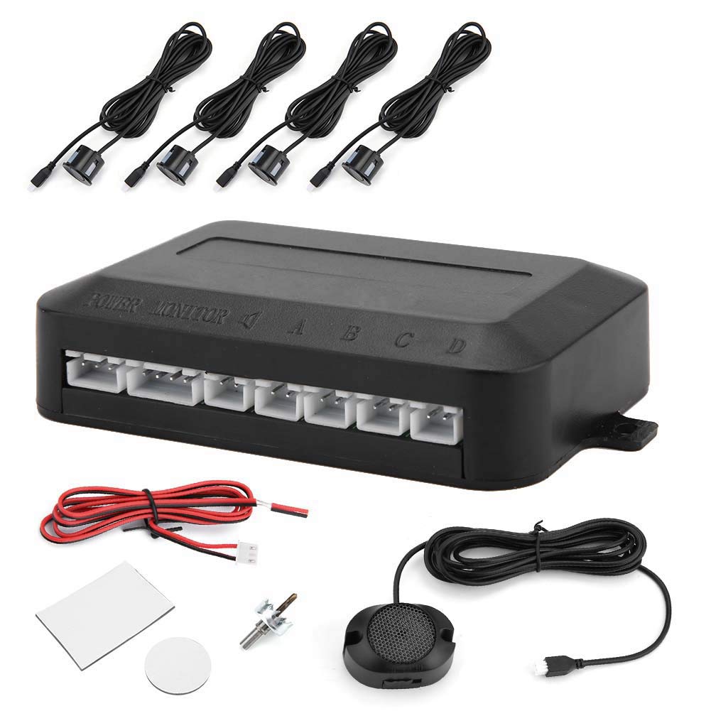Qiilu Parking Sensor, Black Parking Sensor Reverse Radar Kit Warning Sound Indicator Probe System