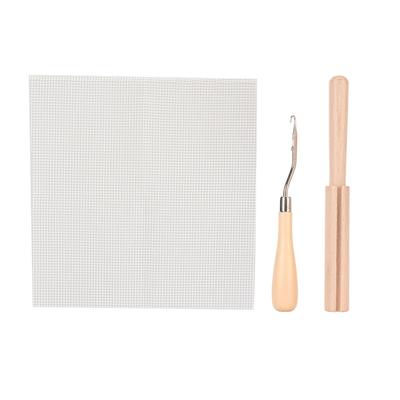 Knüpfhaken Werkzeugset Leere Knüpfteppich-Netzleinwand Holzgriff Häkelnadel für Teppich Wandteppich