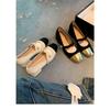 Leather Shoes Woolen High Heels Women's One-button Thick Heel Mary Jane Shoes Versatile Shoes Light Mouth Single Shoes