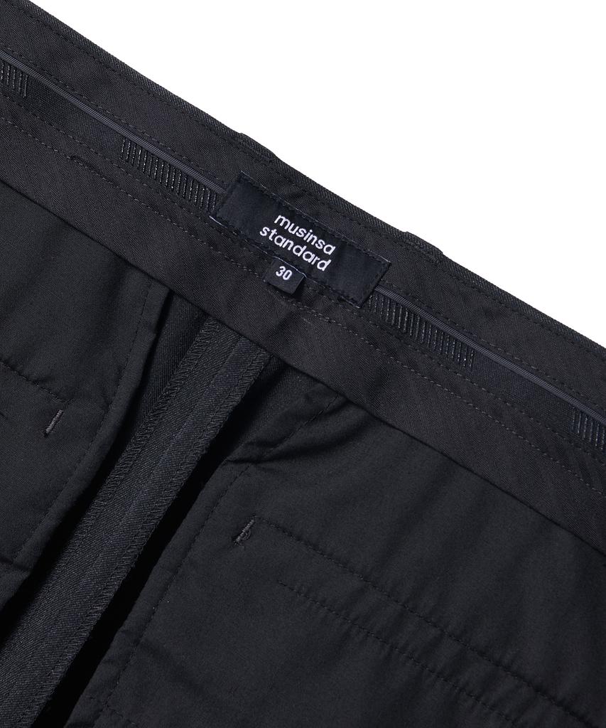 Musinsa Standard Recycled One-Tuck Relaxed Tapered Hidden Banding Crop Slacks [Charcoal Gray]