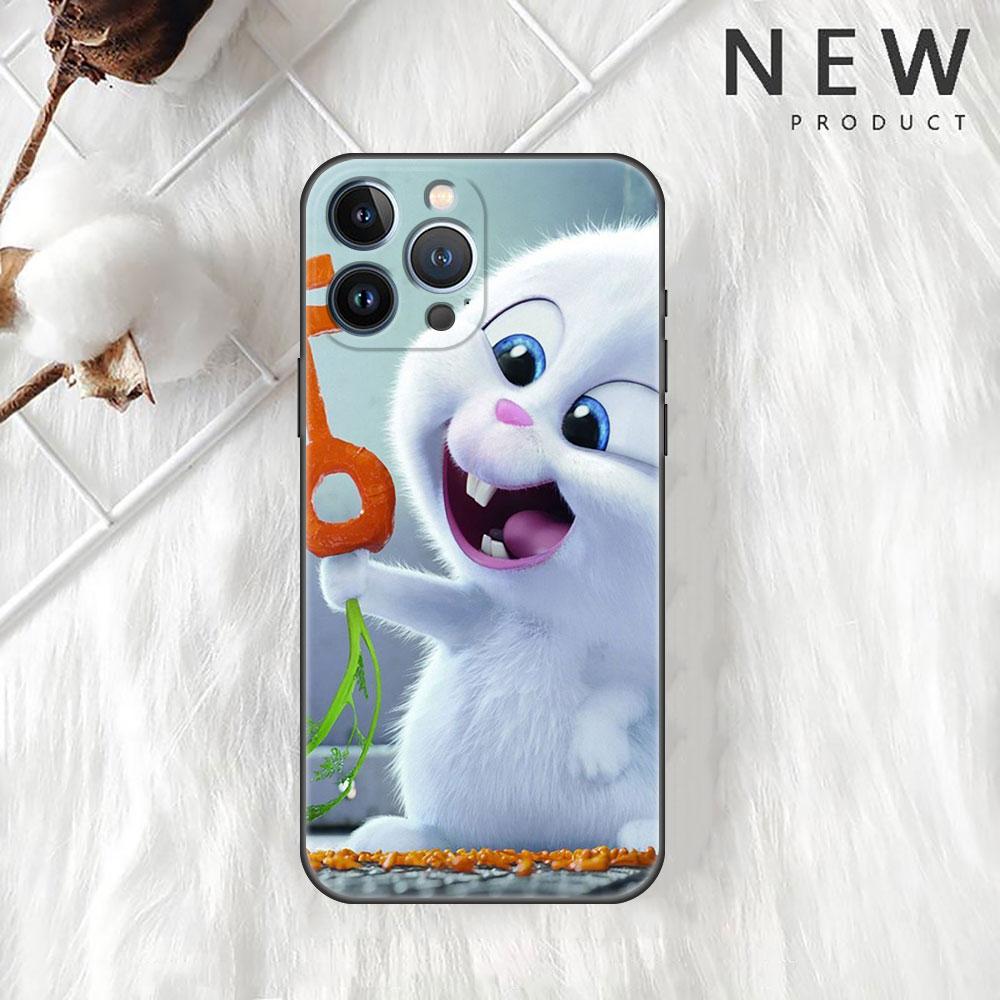 Cute Rabbit Case For Apple iPhone 11 13 14 12 Pro Max 7 8 XR X 6 5 5S SE 2022 13ProMax Black Silicone Phone Funda