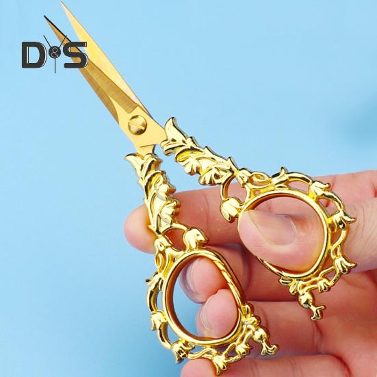 Vintage Carved Flower Scissors Heavy Duty Stainless Steel Sharp Blade Multipurpose Tailor Scissors DIY Embroidery Arts Crafts Crochet Yarn Needlework